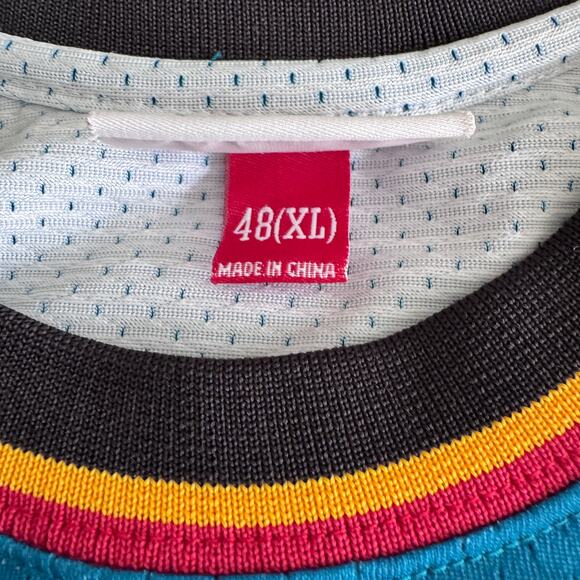 Authentic Mitchell & Ness Grant Hill Pistons 98-99 Away Teal Jersey Tailored 44 - Picture 4 of 13